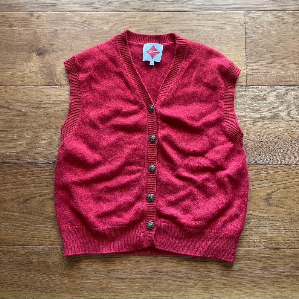 Reformation x Shrimps V-neck sleeveless cashmere blend knitted vest Size Small - Picture 6 of 9